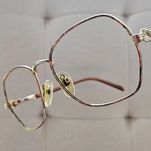 Vintage Luxottica Eyeglasses Frame Gold Tone Unisex Glasses Frame Made in Italy main image 9